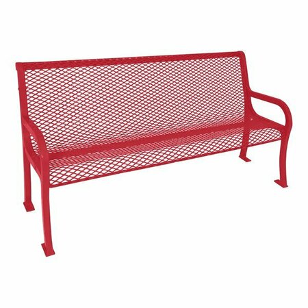 ULTRA SITE Lexington 6' Red Diamond Bench with Backrest 75'' x 26 7/8'' x 35 1/2'' 38A954V6RD